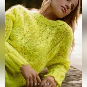 Anthropologie Neon Yellow Sweater